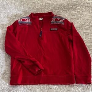 Vineyard Vines Kids Red Quarter-Zip Sweater